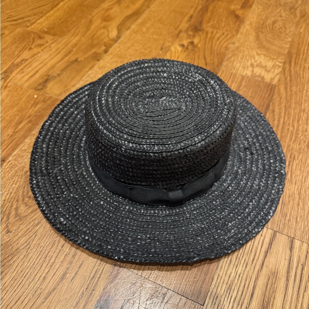 Lack of Color- Black Straw Spencer boat Hat - Picture 2 of 6